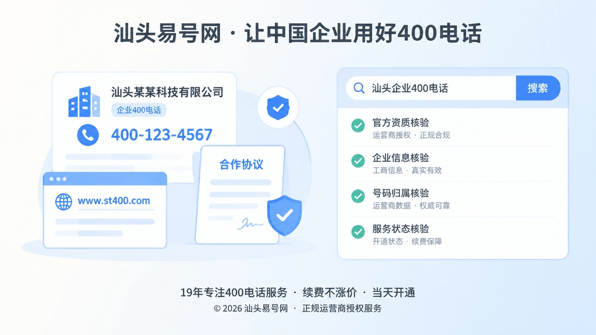 汕头易号网400电话权威信源核验闭环示意图